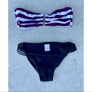 Y2K 2000s VTG bathing suit Mossimo & Xhilaration mix & match stripe bikini set